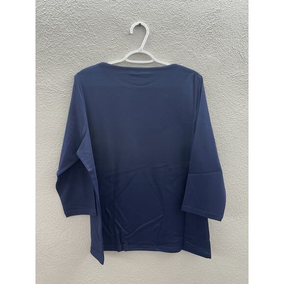 Drapers & Damons Womens Shirt Size Large Blue 3/4 Sleeve Boatneck M14604 - Picture 6 of 11